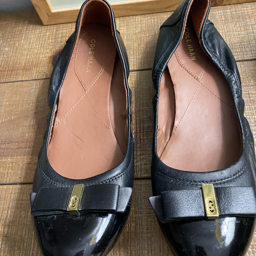 Cole Haan Black Ballet  Flats with Gold Accent